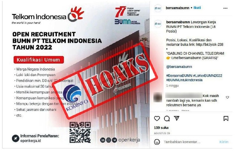Telkom Loker Hoaks